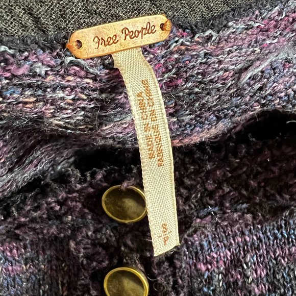 Free People Boucle Purple Women's Jacket Knit Sweater Cardigan Size Small - Picture 5 of 10